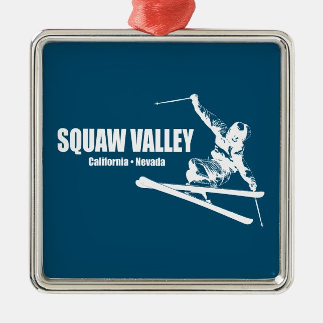 Squaw Valley Ski Resort Skier Ornament Aus Metall (Vorne)
