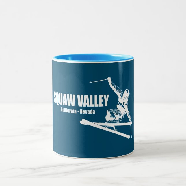 Squaw Valley Ski Resort Skier Zweifarbige Tasse (Mittel)
