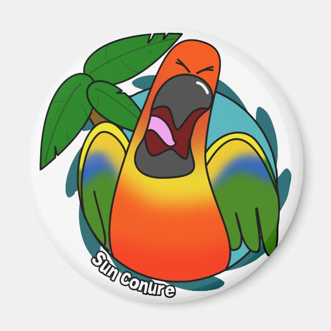 Squawing Sun Conure Magnet (Vorne)