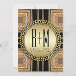 Squazi ArtDeco Gold Black Cocktail Party Einladung