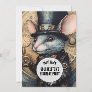 Squeakleton Steampunk Animal Individuelle Name Einladung