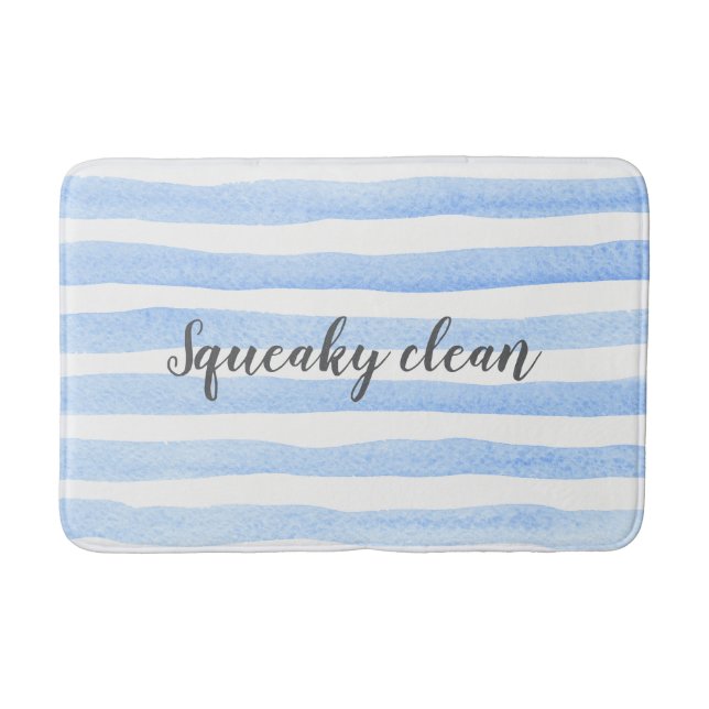 Squeaky Clean Blue Stripe Wasserfarbbadematte Badematte (Vorderseite)