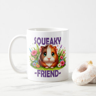 Squeaky Friend Pun. Niedlich Baby Guinea Cartoon Kaffeetasse
