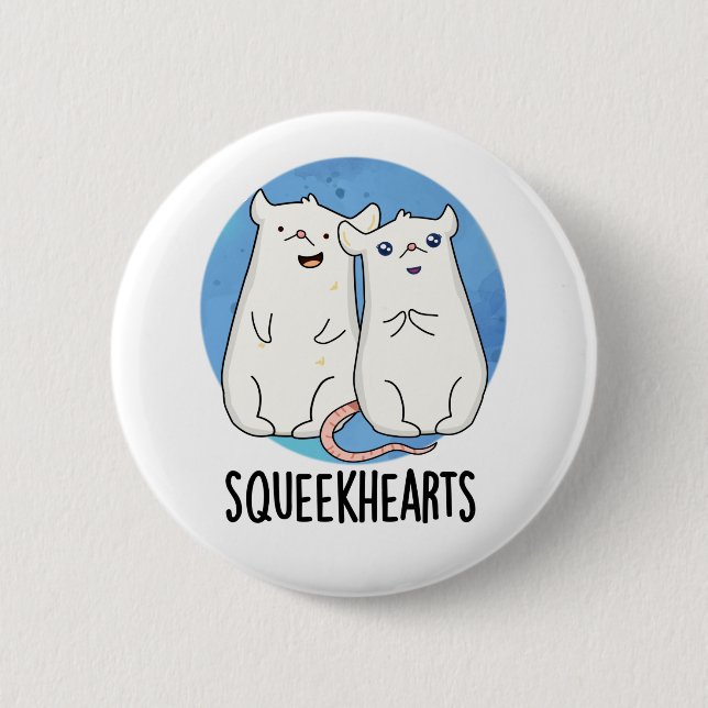 Squeekherzen Funny Mouse Sweetheart Pun Button (Vorderseite)