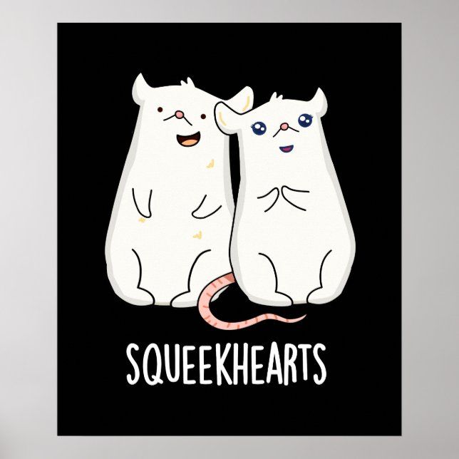 Squeekherzen Funny Mouse Sweetheart Pun Dark BG Poster (Vorne)