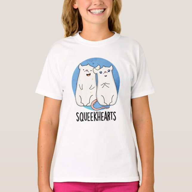 Squeekherzen Funny Mouse Sweetheart Pun T-Shirt (Vorderseite)