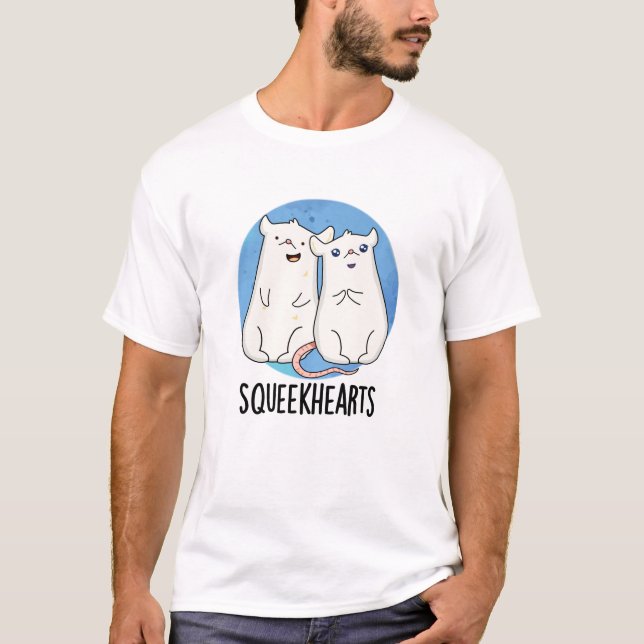 Squeekherzen Funny Mouse Sweetheart Pun T-Shirt (Vorderseite)