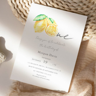 Squeeze Lemon Citrus Summer Baby ersten Geburtstag Einladung