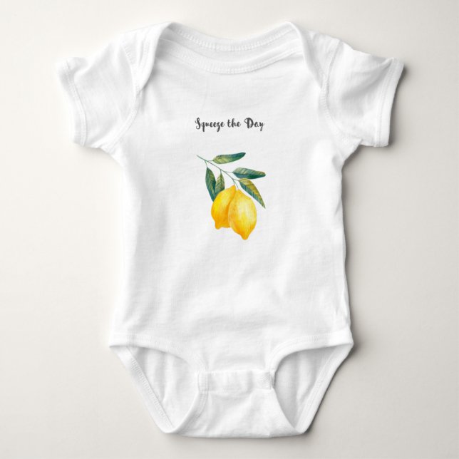 Squeeze the Day Baby Bodysuit, Lemon Onsie Baby Strampler (Vorderseite)