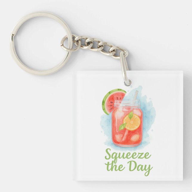 Squeeze the Day - erfrischender Sommer Fruchtsaft Schlüsselanhänger (Vorderseite)