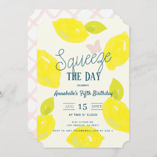Squeeze the Day Lemon Citrus Girl Birthday Einladung