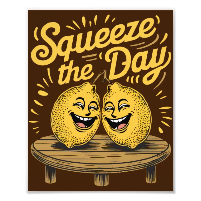 "Squeeze the Day" Lemon Motivation Fotodruck (Vorne)