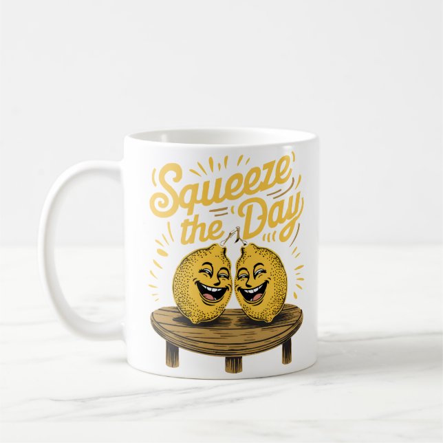 "Squeeze the Day" Lemon Motivation Kaffeetasse (Links)