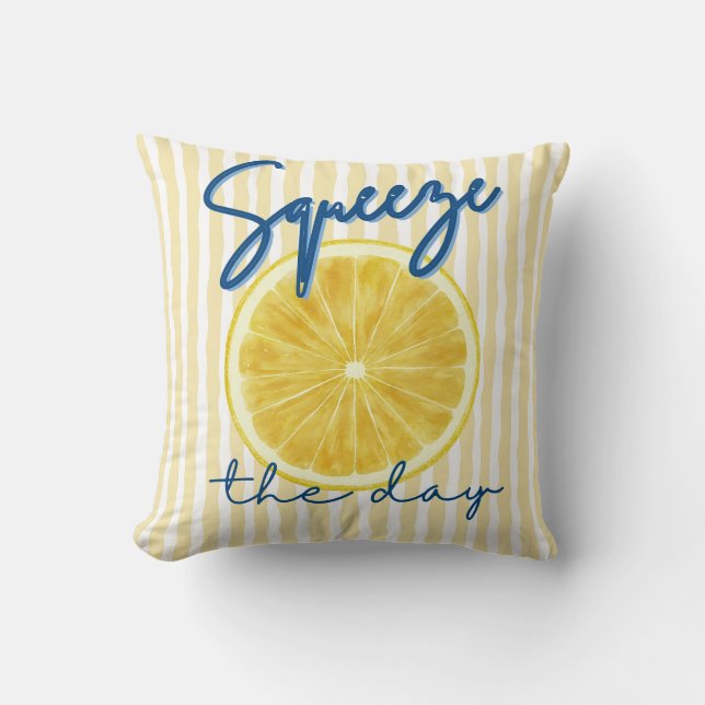 Squeeze the Day Lemon Motivational Quote Kissen (Vorderseite)