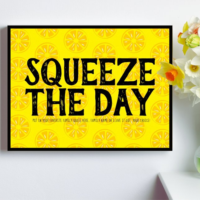 Squeeze the Day Lemons Frucht gelb schwarzes Muste Poster (Von Creator hochgeladen)