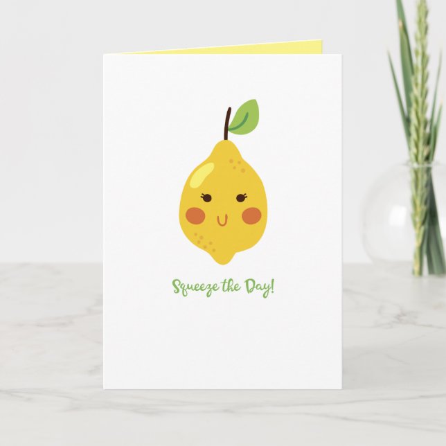 Squeeze the Day Punny Lemon Custom Interior Text Karte (Vorderseite)