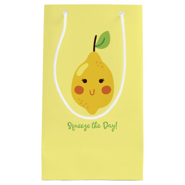 Squeeze the Day Punny Lemon Kleine Geschenktüte (Vorderseite)