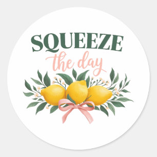 Squeeze The Day Vintage-Zitat mit Zitrone Runder Aufkleber