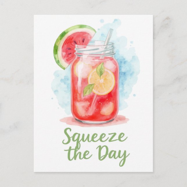 Squeeze the Day - Watercolor Fruchtsommer Postkarte (Vorderseite)