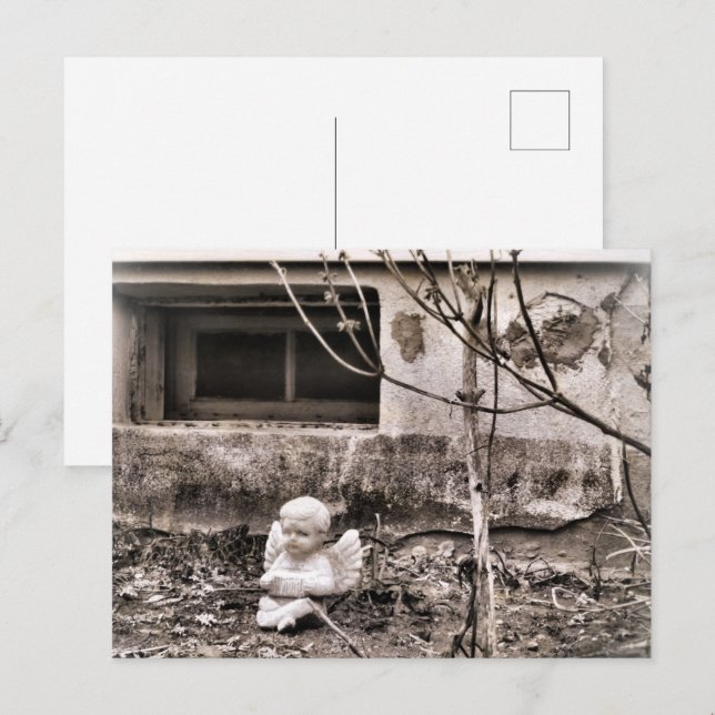 Squeezebox Angel im Winter Garden Sepia Tones Postkarte (Vorne/Hinten)