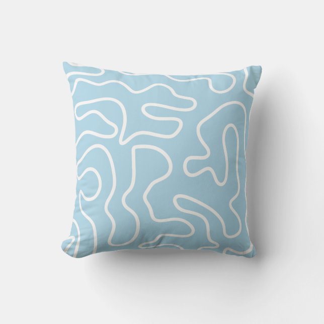 Squiggle Maze Abstract Pattern in Ice Blue Kissen (Vorderseite)