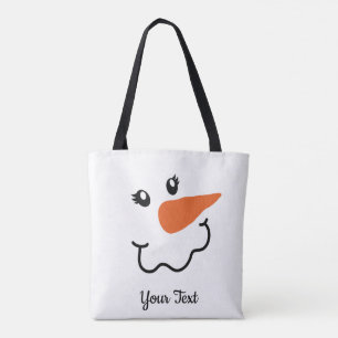 Squiggle-Mouth Snowman Design Tote Bag