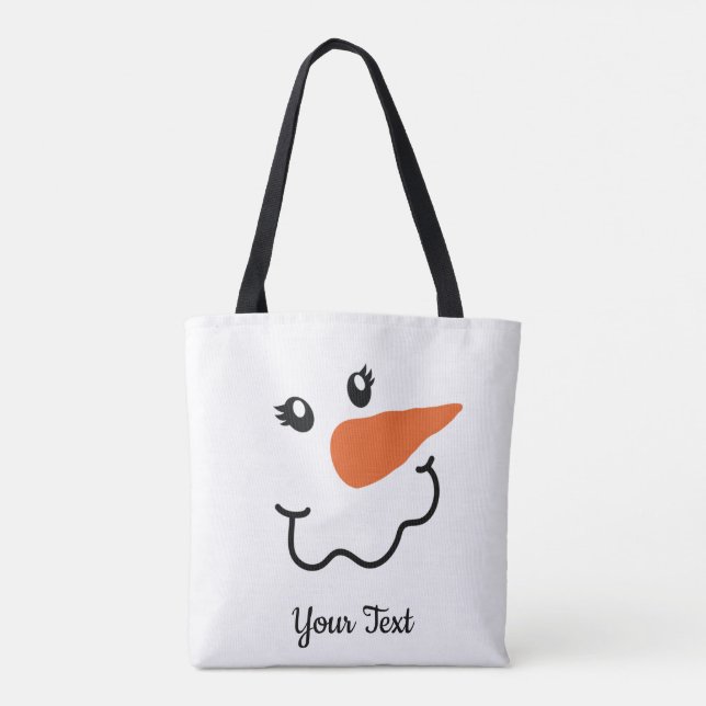 Squiggle-Mouth Snowman Design Tote Bag (Rückseite)