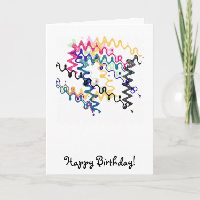 Squiggle Zigzags Happy Birthday Card Karte (Vorderseite)
