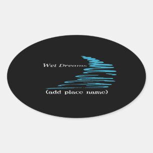 Squiggly Lines_Wet Dreams Namensschild Ovaler Aufkleber