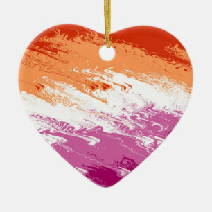 Squiggly Trippy Groovy Abstrakte Lesbische Pride-F Keramik Ornament