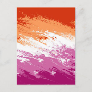 Squiggly Trippy Groovy Abstrakte Lesbische Pride-F Postkarte