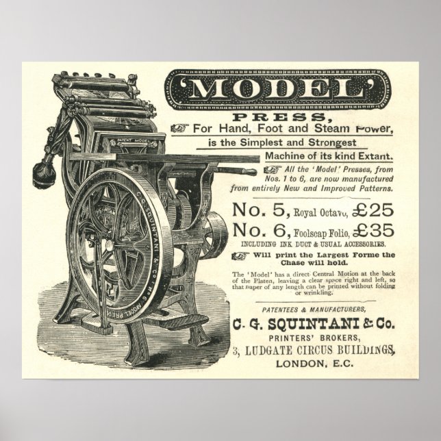 Squintani Model Letterpress-Plakat Poster (Vorne)