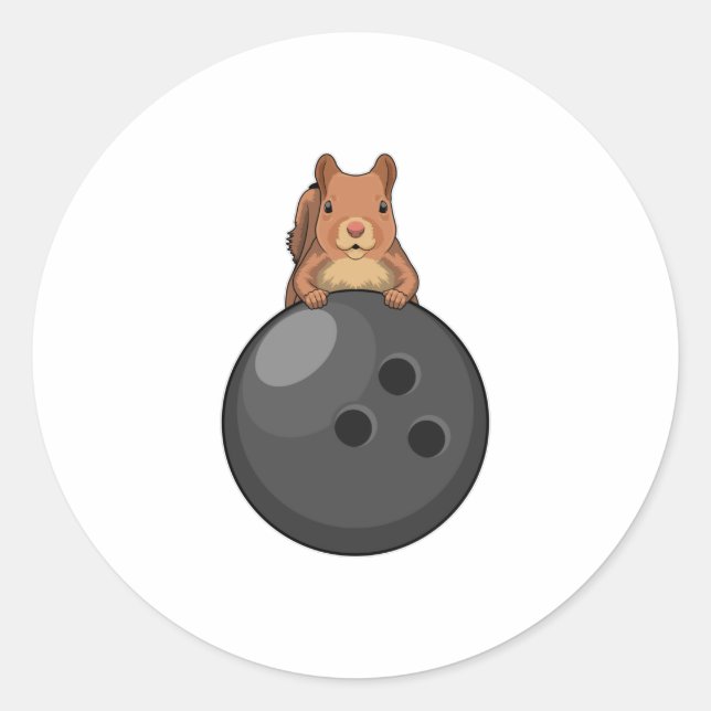 Squirrel at Bowling with Bowling ball Runder Aufkleber (Vorderseite)