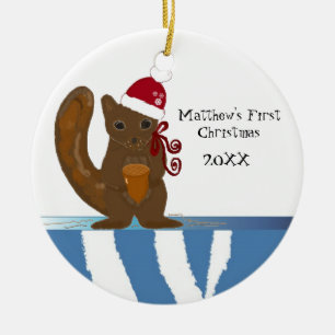 Squirrel Baby First Christmas Keramik Ornament