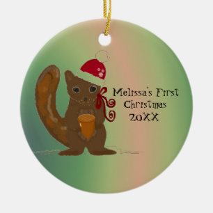 Squirrel Baby First Christmas Keramik Ornament