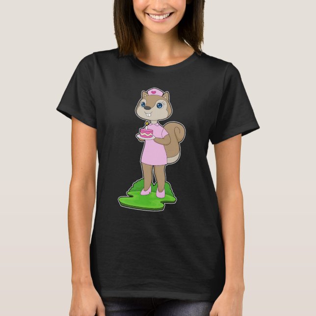 Squirrel Birthday Nurse T-Shirt (Vorderseite)