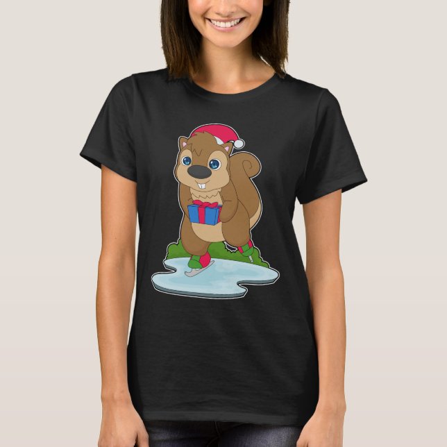 Squirrel Christmas Ice skating T-Shirt (Vorderseite)