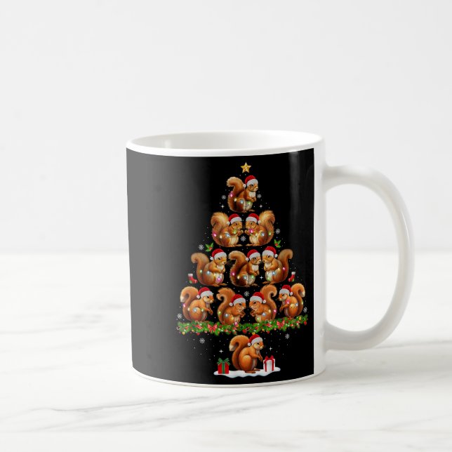 Squirrel Christmas Tree Lights Funny Xmas Family M Kaffeetasse (Rechts)