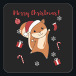 Squirrel Christmas Winteranimals Quadratischer Aufkleber<br><div class="desc">Squirels for Christmas with fairy lights. Funny animals with ohrts and snow for the holidays. Also funny for Christmas in July. Squirrel cute animals and perfekt for Christmas.</div>