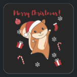 Squirrel Christmas Winteranimals Quadratischer Aufkleber<br><div class="desc">Squirels for Christmas with fairy lights. Funny animals with ohrts and snow for the holidays. Also funny for Christmas in July. Squirrel cute animals and perfekt for Christmas.</div>