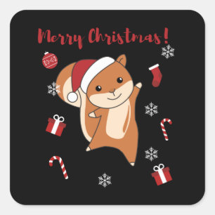 Squirrel Christmas Winteranimals Quadratischer Aufkleber