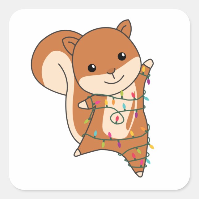 Squirrel Christmas Winteranimals Quadratischer Aufkleber (Vorderseite)