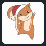 Squirrel Christmas Winteranimals Quadratischer Aufkleber<br><div class="desc">Squirels for Christmas with fairy lights. Funny animals with ohrts and snow for the holidays. Also funny for Christmas in July. Squirrel cute animals and perfekt for Christmas.</div>