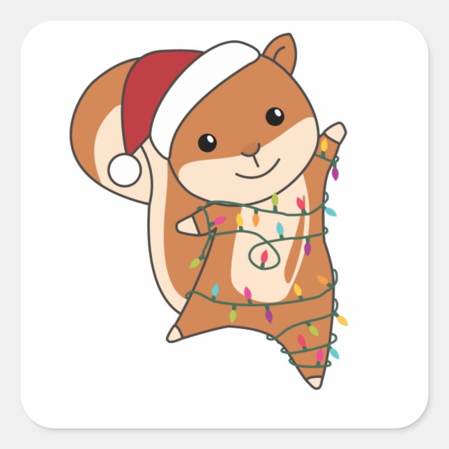 Squirrel Christmas Winteranimals Quadratischer Aufkleber (Vorderseite)
