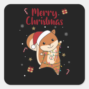 Squirrel Christmas Winteranimals Quadratischer Aufkleber