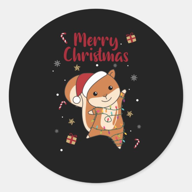 Squirrel Christmas Winteranimals Runder Aufkleber (Vorderseite)