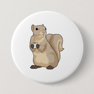 Squirrel Coffee Cup Button