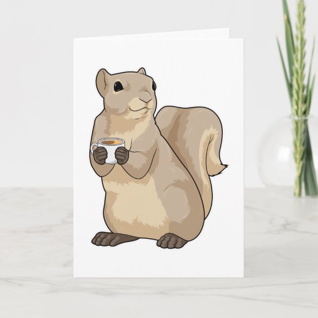 Squirrel Coffee Cup Karte (Vorderseite)