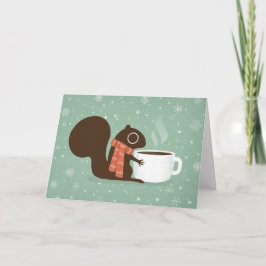 Squirrel Coffee Lover Woodland Winter Holiday Xmas Feiertagskarte