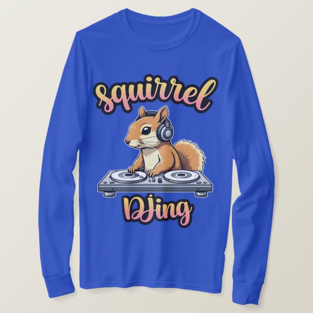 Squirrel DJ Party Vibes Funny Retro DJ T-Shirt (Design vorne)